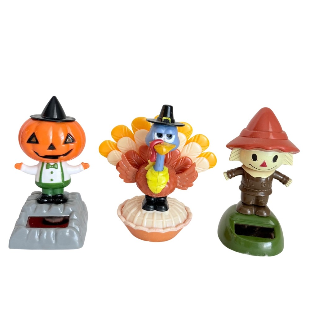 Solar Dancing Figures Set 3pc Multicolor Fall Halloween Thanksgiving